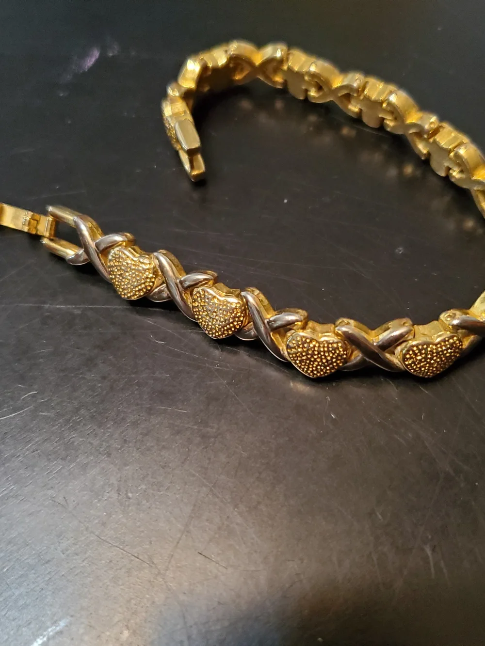 Faux Gold X's And‎ Hearts Bracelet Women Jewelry